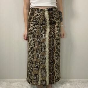 Vintage Maria Gabrielle Animal Print Midi Skirt Size XL